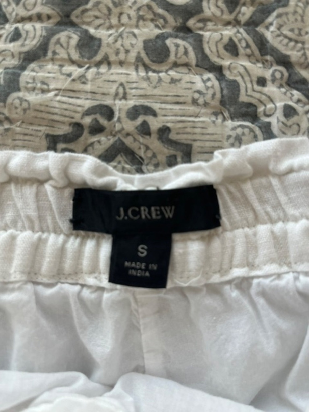 J.Crew White 100% Linen Wide Leg Elastic Waist Cropped Pants Sz S Coastal Preppy - Picture 9 of 12